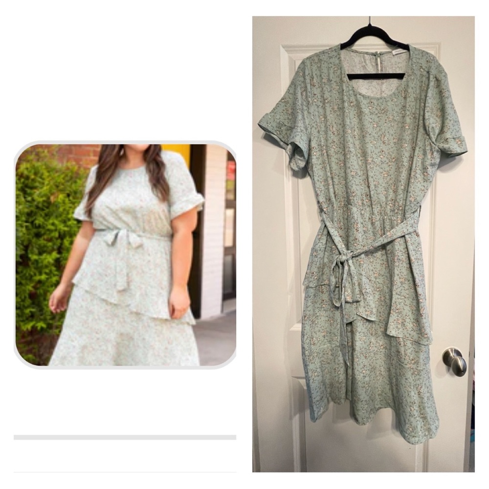 Chic Soul a-line green floral dress, Sz. 3